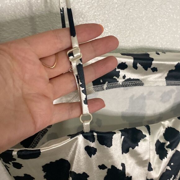 NWT- Thirty/thirty -Satin Cow Mini Dress - Black and cream- Size Large - Picture 6 of 11